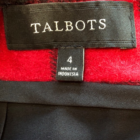 TALBOTS Plaid Windowpane Wool Blend Lined Pencil Skirt Red Black (4) - Picture 8 of 14